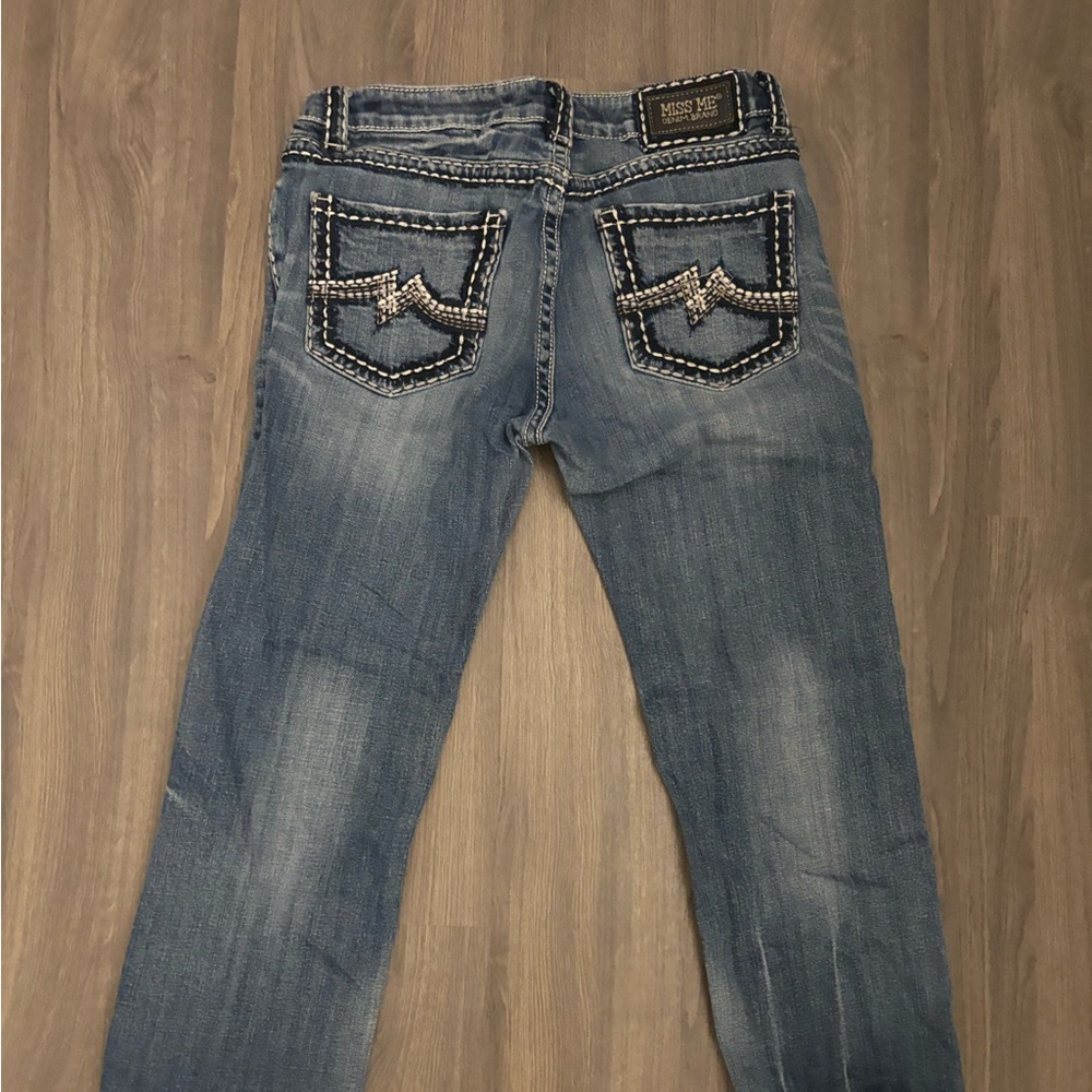 Miss Me Blue Boyfriend Jeans with Embellished Pockets